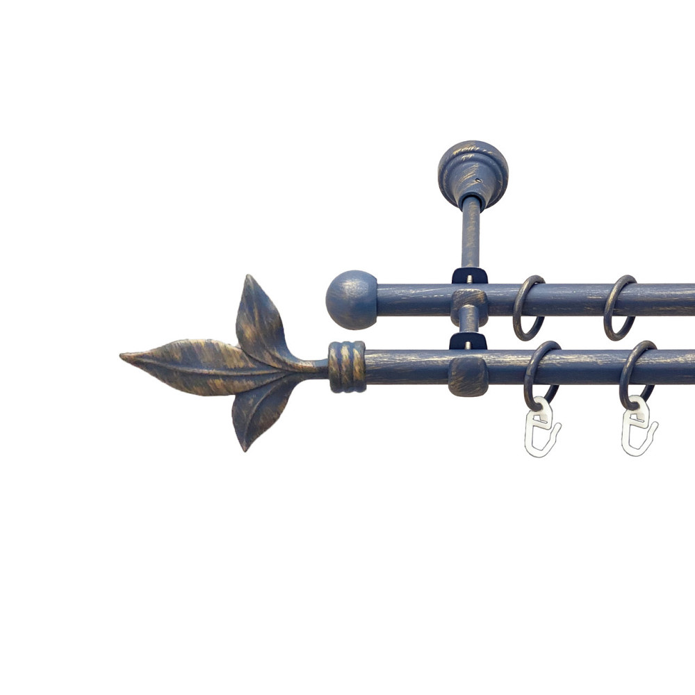 Карниз Orvit Листок Лілії металевий дворядний відкритий Блакить Золота 16\16 мм 240 см (00-00015655) Львів - фото 1