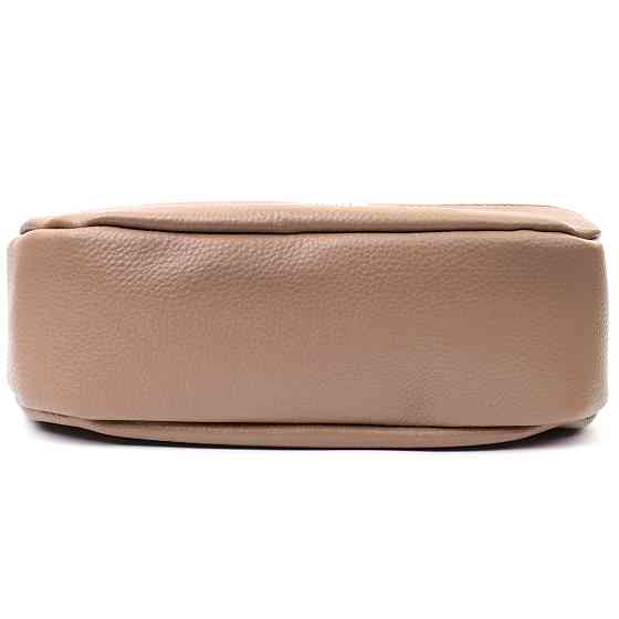 Сумка для женщин из натуральной кожи через плечо с необычным бегунком брелком Vintage 22618 Бежевая Киев