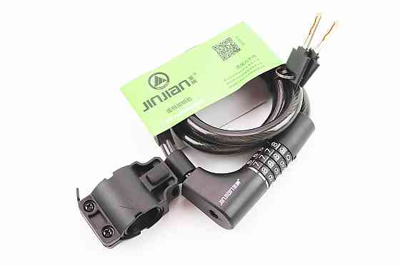 Замок протиугінний тросовий 1200х12мм з 4-х значним кодом + ключ, кріп. за трубу сидіння, чорний 535 Київ