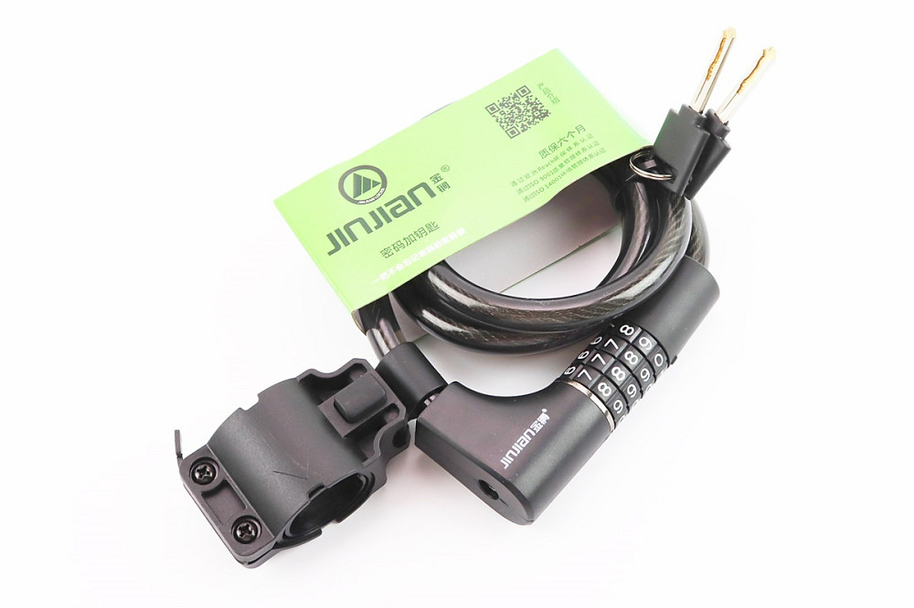 Замок протиугінний тросовий 1200х12мм з 4-х значним кодом + ключ, кріп. за трубу сидіння, чорний 535 Київ - фото 1