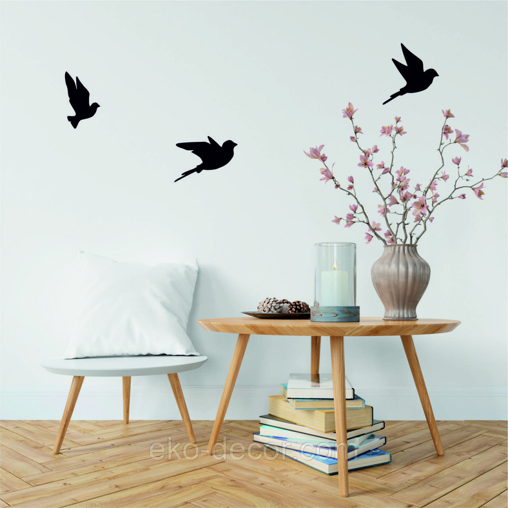 Декоративне настінне Панно «Пташка» Декор на стіну(ціна за 1шт) 30*21 см, Чорний Київ - фото 1