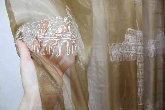 Тюль органза з вишивкою "ЄС Mix" колір коричневий 979т Київ