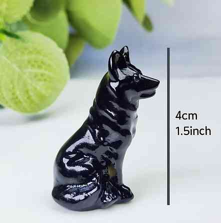 Минифигурка «Волк» из черного обсидиана – 4 см Киев