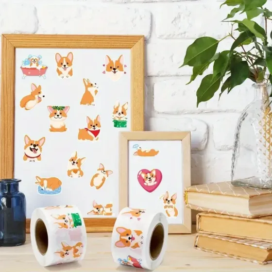 Набор наклеек с корги – 500 шт (10 дизайнов) водостойких наклеек для декора Киев