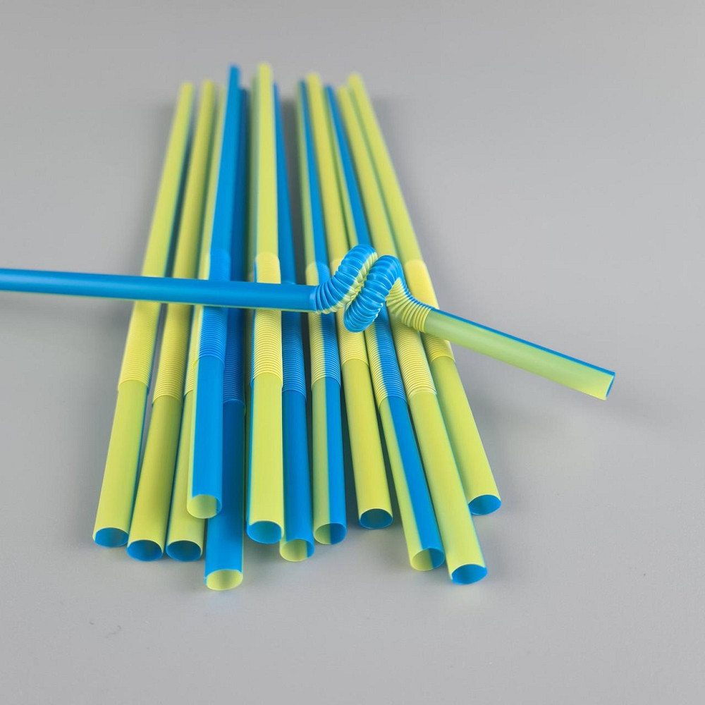 Трубочка-соломка для напитков с гофрой d6,0 -26см Сине-желтая  Артистик (100 шт) Харьков - изображение 4
