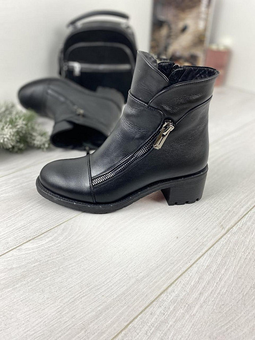 Injers Черевики жіночі INJERS чорні натуральна шкіра зима висота 14см каблук 6см (604 43) Коломыя - изображение 5
