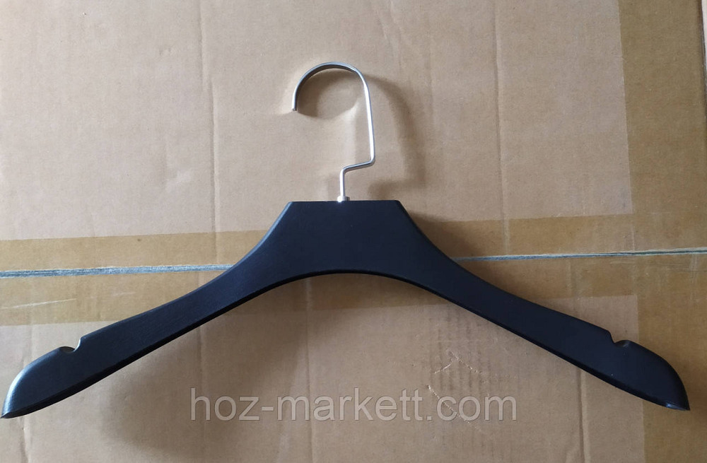 Плечики вішалки тремтимпеля чорні жіночі 42 см із хромованим неповоротним гачком Харків - фото 1