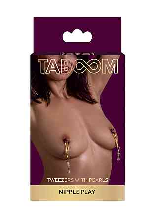 Затискачі на соски з намистинами Taboom Nipple Play Tweezers With Pearls, золотисті Sex Aura Київ