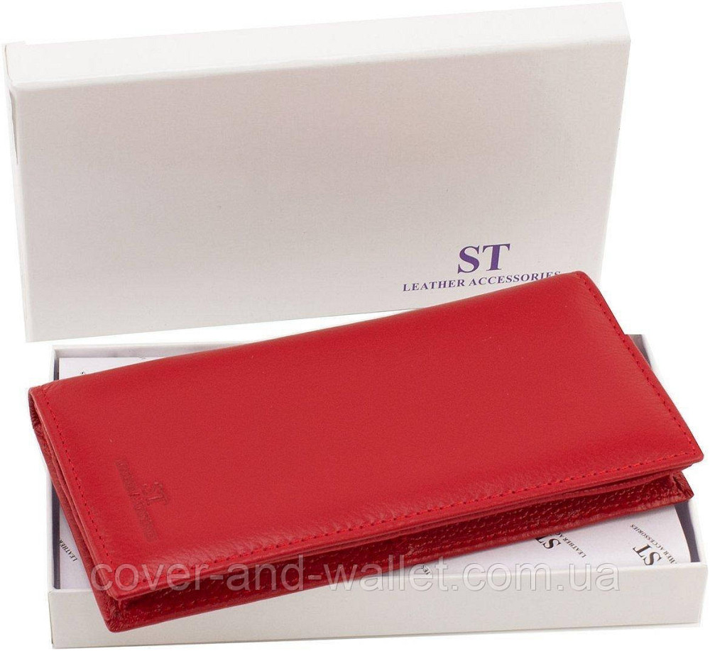 Тонкий женский кошелек купюрник красного цвета из натуральной кожи ST 152 A Red Киев - изображение 7