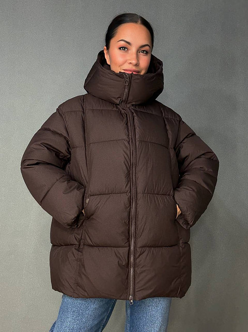 Куртка жіноча Lady Yep 10036 парка пуфер оверсайз з капюшоном коричнева, коричневий, 44 Київ - фото 3