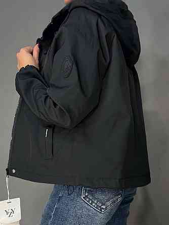 Куртка женская YZY 30128 ветровка оверсайз с капюшоном на подкладке one size, черный, one size Киев