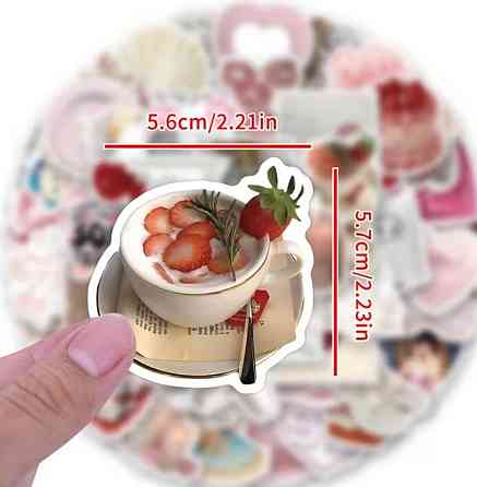 Набір вінілових стікерів рожеві естетичні 60 штук – наклейки для декору, щоденника, подарунків, блокнотів Київ