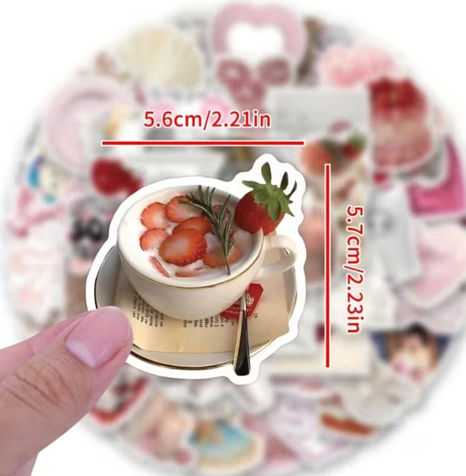 Набір вінілових стікерів рожеві естетичні 60 штук – наклейки для декору, щоденника, подарунків, блокнотів Київ - фото 3