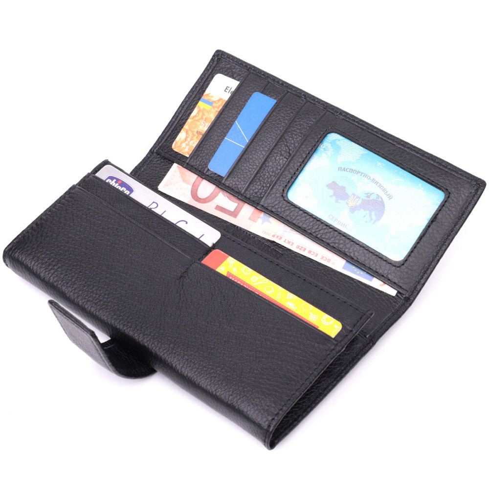 Женский кожаный кошелек для карт купюр и монет ST Leather 22548 Черный Киев - изображение 16