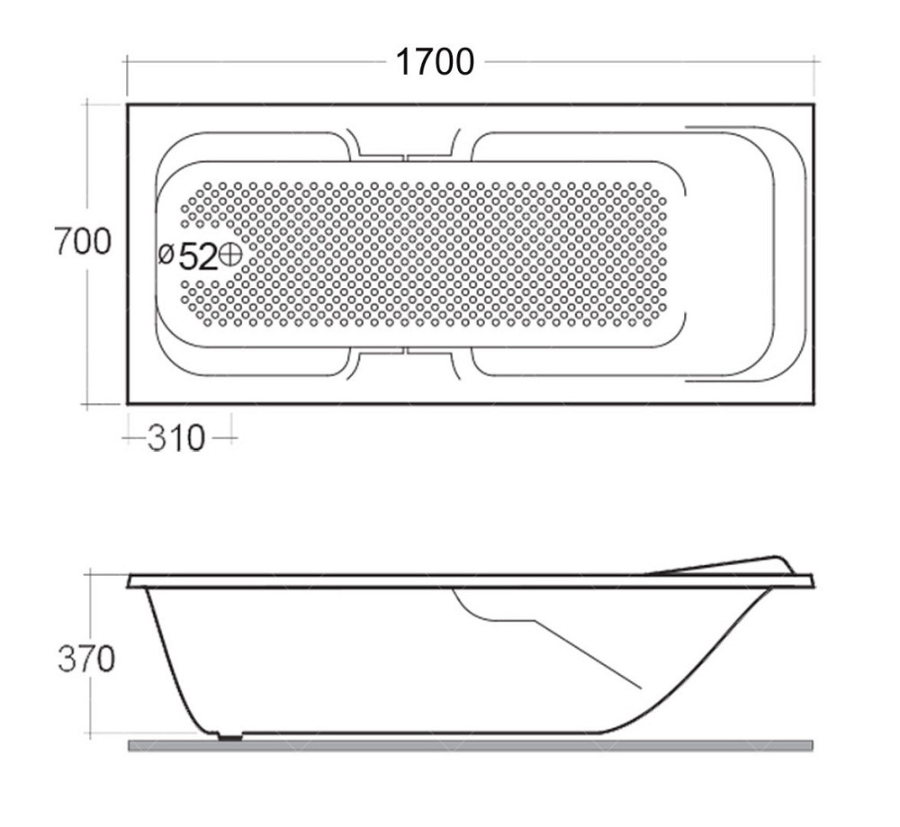 Прямокутна акрилова ванна RAK Ceramics Rams (1700x700x370 мм) Біла Вінниця - фото 8