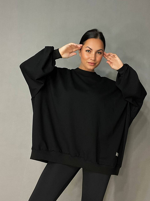 Світшот жіночий MY CITY 3044 широкий оверсайз супер вільного крою великі розміри, чорний, one size Одеса - фото 6