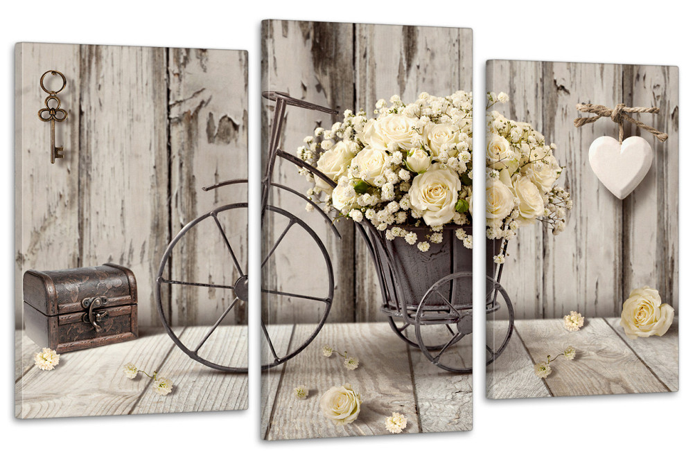 Модульная картина в гостиную / спальню  Троянди на велосипеді Art-673_3 70x130 см Киев - изображение 1
