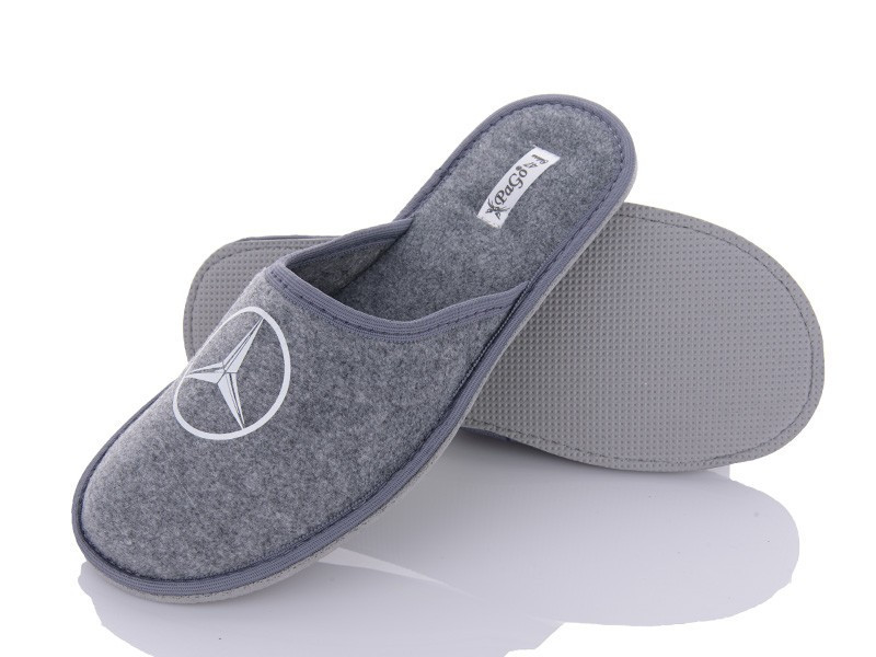 Тапочки мужские закрытый носок комнатные фетр серый  тм 