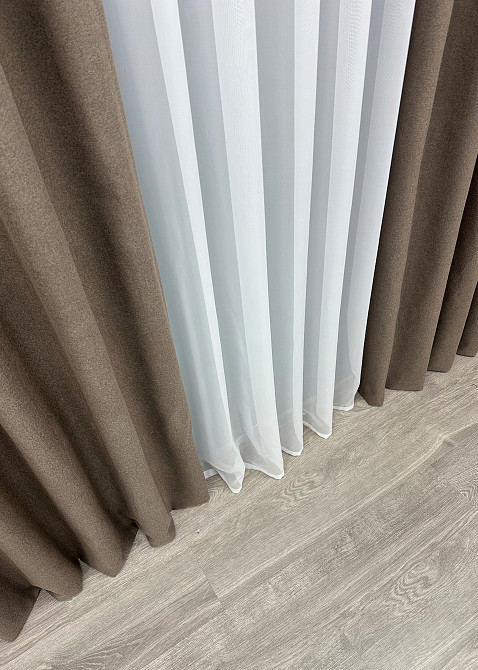 Премиум шторная ткань blackout 100%, двусторонняя, коллекция «ASHEN NIGHT» цвет коричневый 1854ш Киев - изображение 7