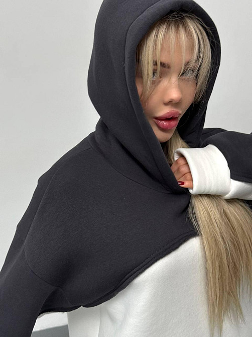 Женская базовая теплая худи на флис турецкая трехнить Одесса - изображение 9