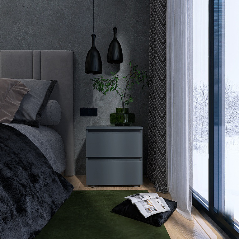 Тумба прикроватная Эверест ТЛ-1 Лайт 45х38х49 см Графит (DTM-4911) Львов - изображение 1