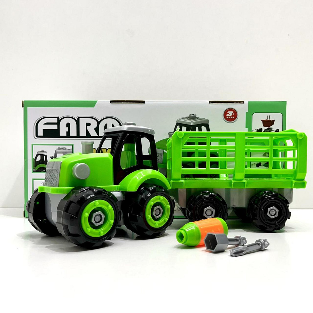 Трактор конструктор на шурупах із причепом 32 см Зелений (0488-801-2-3) Чернігів - фото 7