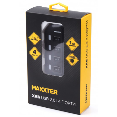 Концентратор Maxxter 4 x USB 2.0 Type-A 1m cable + 5V1A adapter (HU2A-4P-AC-02) Вінниця - фото 5