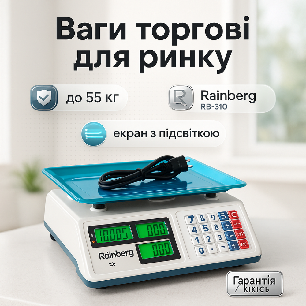 Ваги торговельні електронні Rainberg RB-310 до 55 кг з лічильником ціни JV-55 Львів - фото 17
