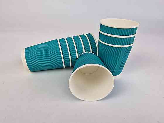 Паперові склянки кольорові гофровані 175 мл "Бірюза" Маестро (20 шт.) Харків