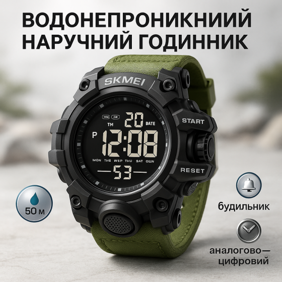 Чоловічий водостійкий спортивний тактичний наручний годинник SKMEI 2140AG, Стильний армійський годинник LY-59 Львів
