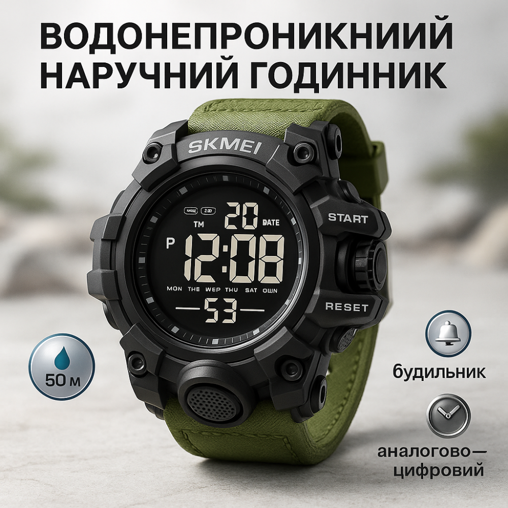 Чоловічий водостійкий спортивний тактичний наручний годинник SKMEI 2140AG, Стильний армійський годинник LY-59 Львів - фото 3