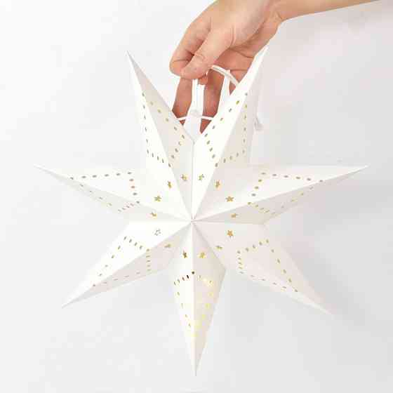 Бумажная подвесная звезда с узором 35 см белый Киев