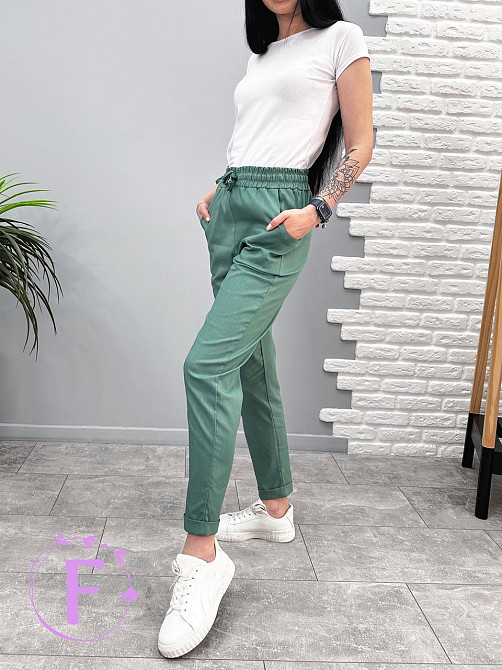 Вкорочені штани з кишенями "Street" оптом | Батал Фісташковий, 52 Київ - фото 2