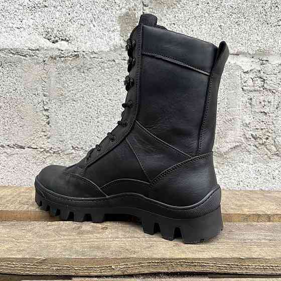 Військові чоловічі берці демісезонні чорні ,міцні шкіряні тактичні берці прошити та проклеєні Львів