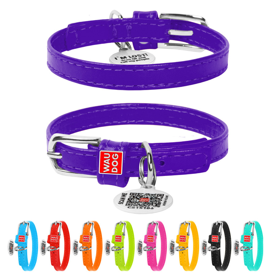 Нашийник для собак шкіряний WAUDOG Glamour з QR паспортом, без прикрас, XXS, Ш 9 мм, Дов 19-25 Коломыя - изображение 1