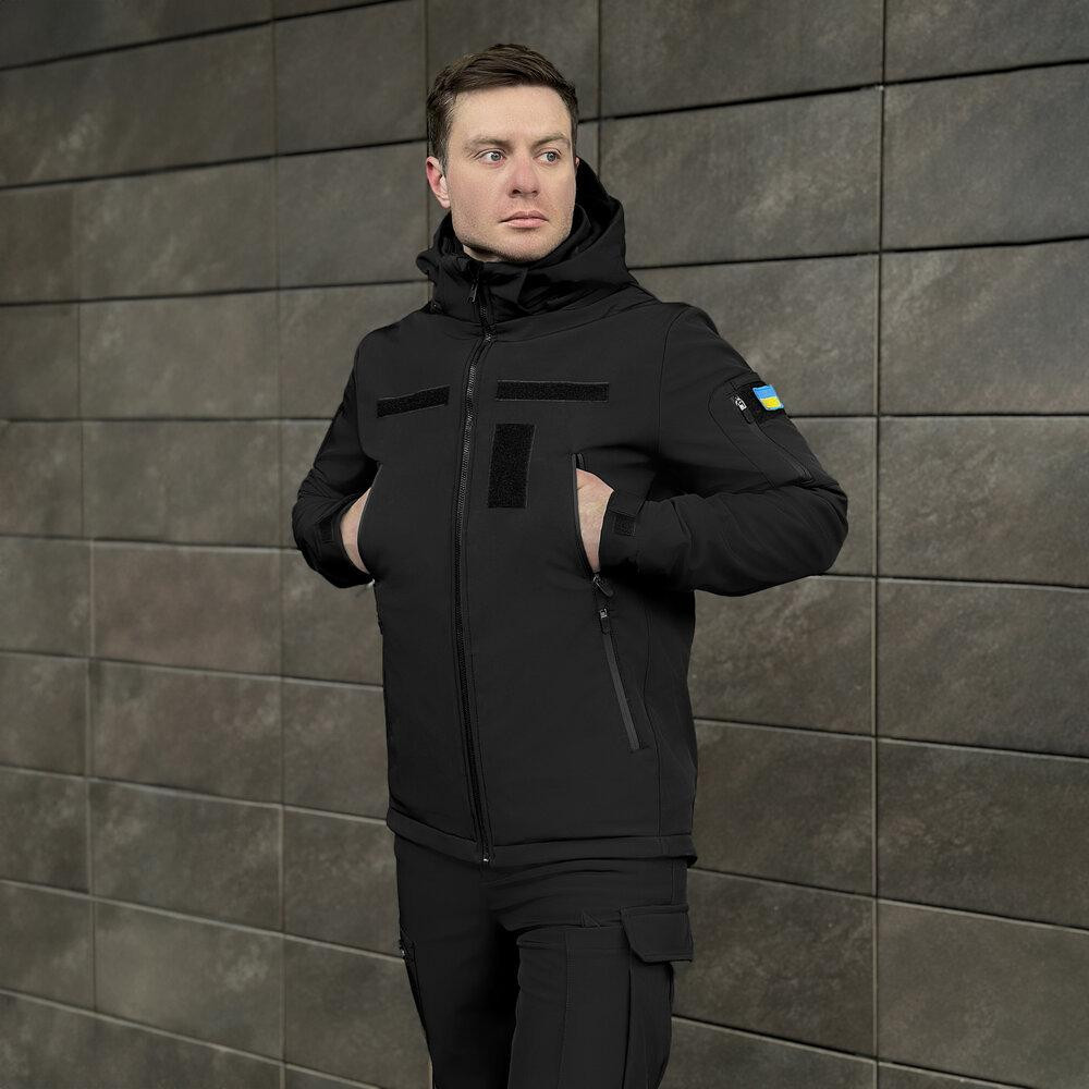 Мужская черная демисезонная куртка Pobedov Motive с липучками Киев - изображение 6