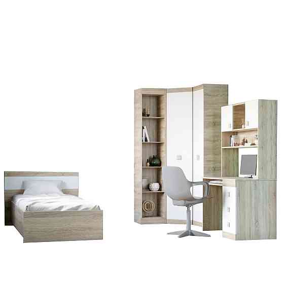 Спальня Детская Эверест Соната Комплект 11 (модульная - 6 элементов) дуб сонома + белый (DTM-2596) Днепр