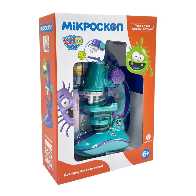 Детский микроскоп SK 0006(Turquoise) свет, 19,5 см, 2 пробирки, стекло Винница - изображение 1
