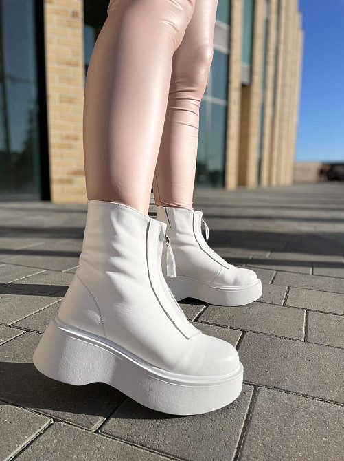 Черевики жіночі ARLEN білі натуральна шкіра зима висота 17см (4908) Коломыя - изображение 7