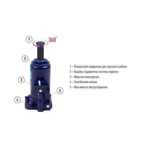 Телескопический гидравлический домкрат 10 т, высота подъема 195-375 мм, 5,9 кг, Iron Hand IH-195357D в картонной упаковке Харьков