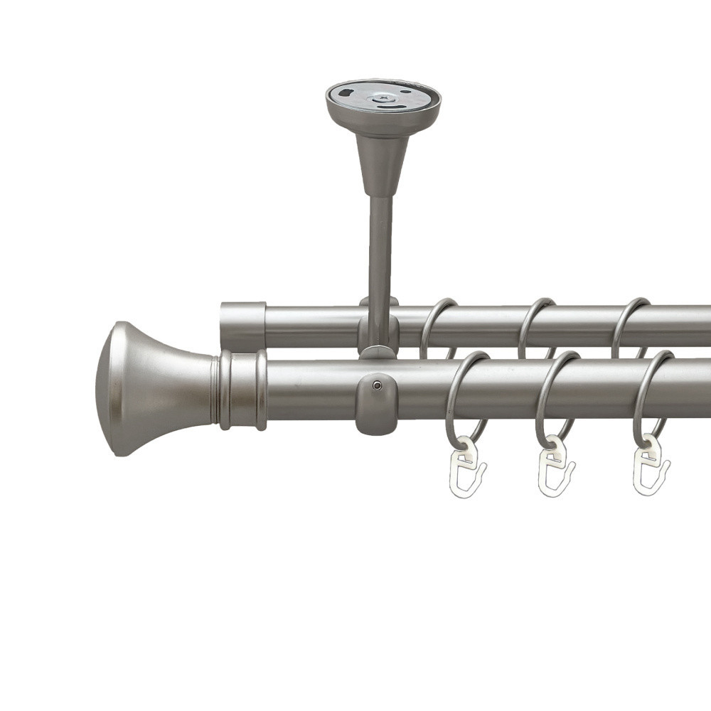 Карниз Orvit Люксор металевий дворядний відкритий до стелі гладка труба кільце металеве Сатин 25\19 мм 160 см (00-00023920) Львів - фото 1