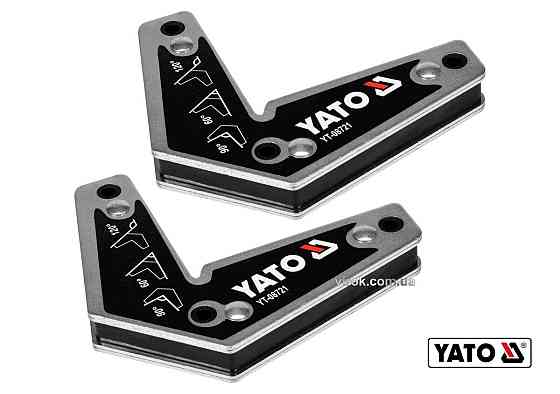 Кутники магнітні для зварювання YATO: кут: 60°, 90°, 120°, сталеві, сила утримування-10 кг, 2 шт [6] Одеса