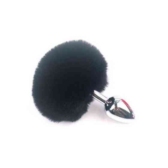 Анальна пробка з хвостиком - Чорний- 7,5 * 2,8 см - Анальні іграшки Вінниця