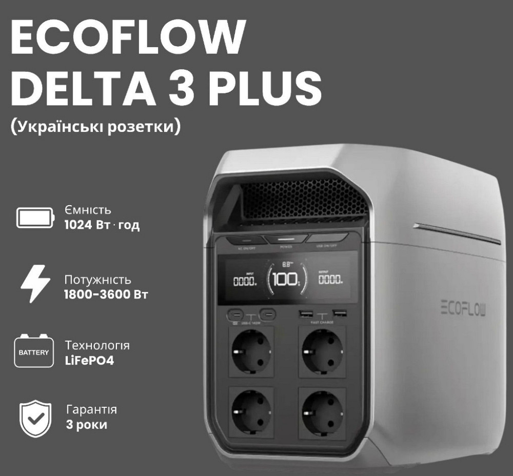 Зарядная станция EcoFlow DELTA 3 Plus EU (европейские розетки!) Харьков - изображение 1