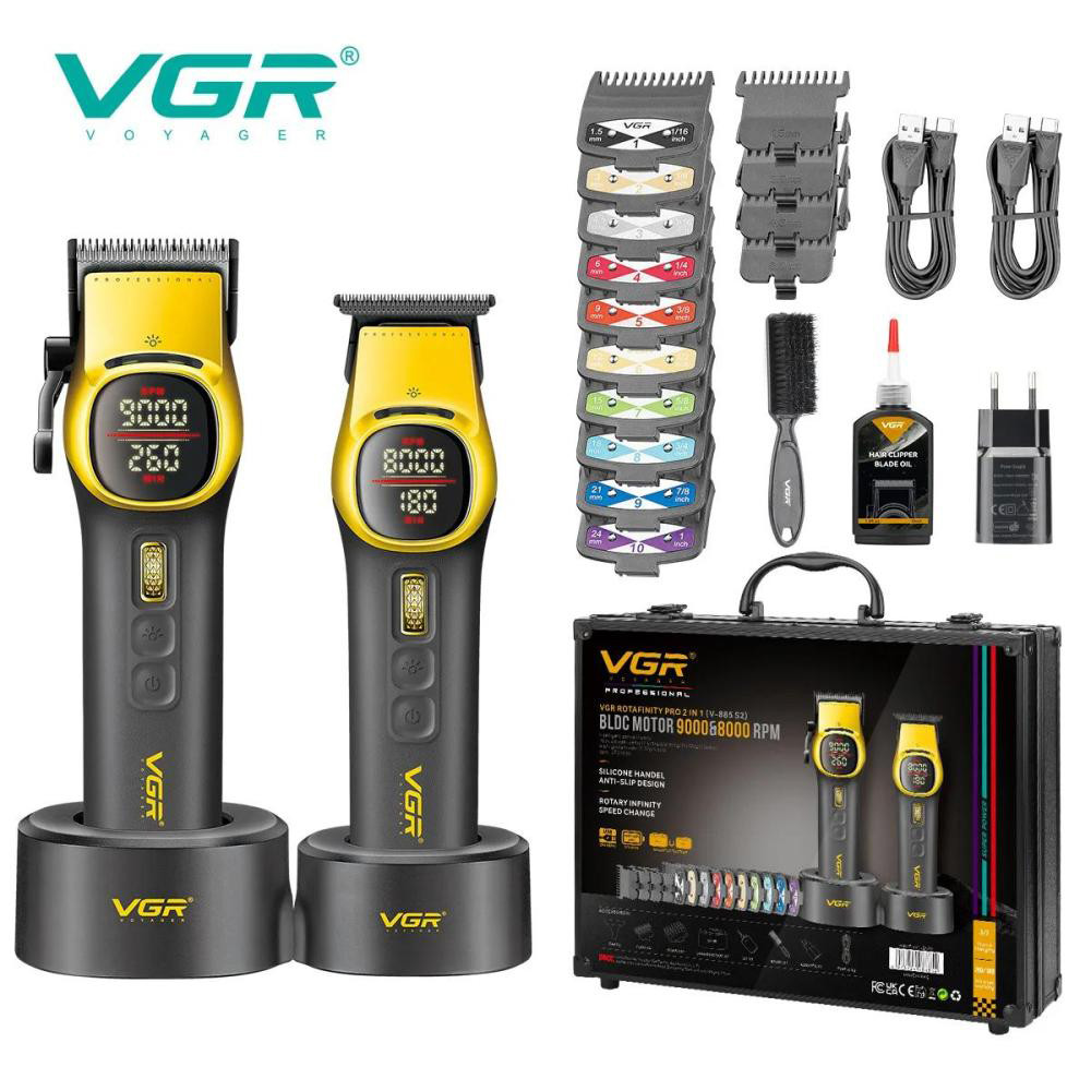 Комплект VGR 2 в 1 V-885 S2 GOLD, акумуляторна машинка для стрижки та триммер UP-63 Львів - фото 10