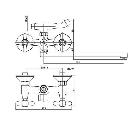 Змішувач для ванни Haiba Dominox 140   ( HB0064 ) 37073 Харків