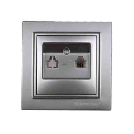 Розетка телефонная, Enzo серебряный камень Днепр