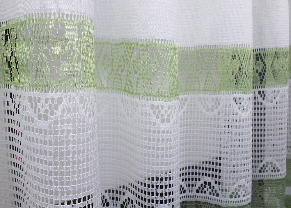 Тюль сітка VR-Textil Juli № 1150т Арка на кухню колір білий з зеленим 200х155 см (53-0226) Київ - фото 4