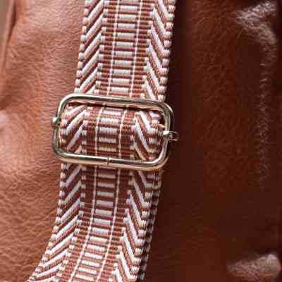 Сумка Vintage Жіноча через плече з екошкіри з акцентом на текстильну лямку Руда (22780) Вінниця