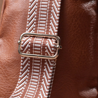 Сумка Vintage Жіноча через плече з екошкіри з акцентом на текстильну лямку Руда (22780) Вінниця - фото 5